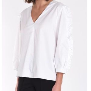 Tibi satin poplin ruffle top